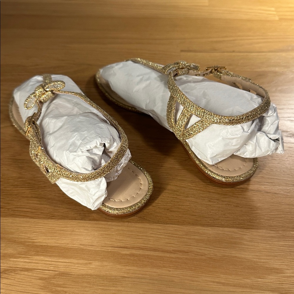 Kate Spade Glittering Gold T-strap Sandals - Picture 4 of 9